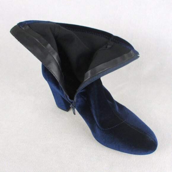 Madden Girl Dark Blue Velvet Booties Ankle Boots High Heel Size 7.5 Fantaysa - Picture 5 of 7